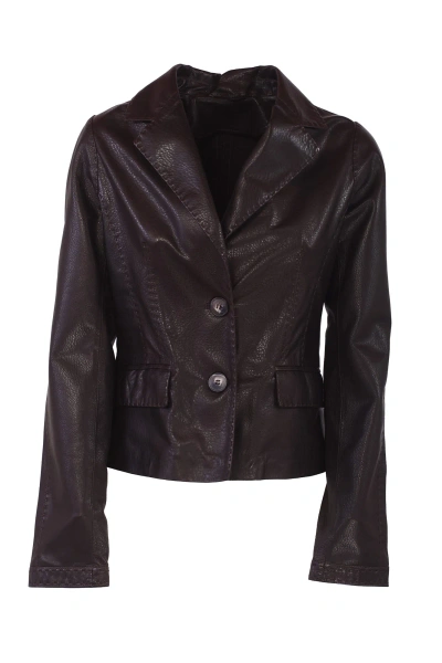 Benedetta Novi Leather Jacket In Brown