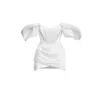 Benedetto Women's Puff-sleeves White Off-shoulder Mini Dress In White