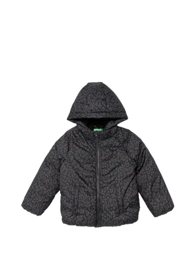 Benetton Animal-print Padded Jacket In Black