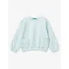 Benetton Kids' Patch-pocket Relaxed-fit Cotton Sweatshirt 18 Months-6 Years Aquamarin In Aquamarine