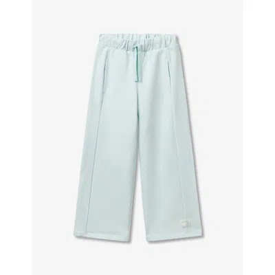 Benetton Kids' Wide-leg Relaxed-fit Cotton-jersey Jogging Bottoms 6-14 Years Aquamarin In Aquamarine