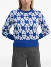 Benetton Argyle Pattern Sweater In Blue