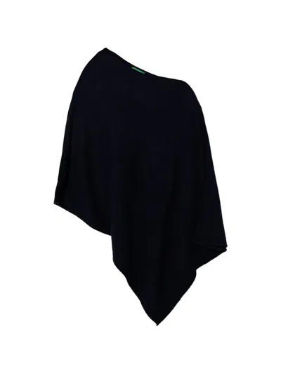 Benetton Asymmetric Knitted Sweater In Blue