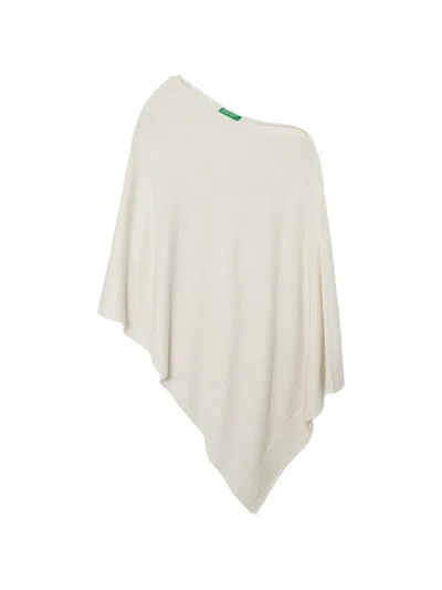 Benetton Asymmetric-hem Knitted Sweater In White