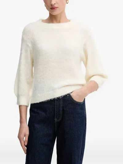 Benetton Balloon Sleeve Knitwear In Neutral