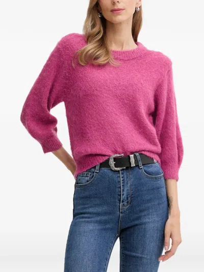 Benetton Balloon-sleeve Sweater In Pink