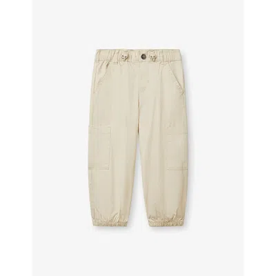 Benetton Kids' Elasticated-waist Tapered-leg Stretch-cotton Cargo Trousers 18 Months-6 Years Beig In Beige