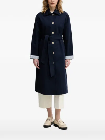 Benetton Belted Button-up Coat In Black