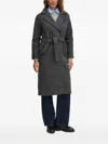 Benetton Belted Check Coat In Gray