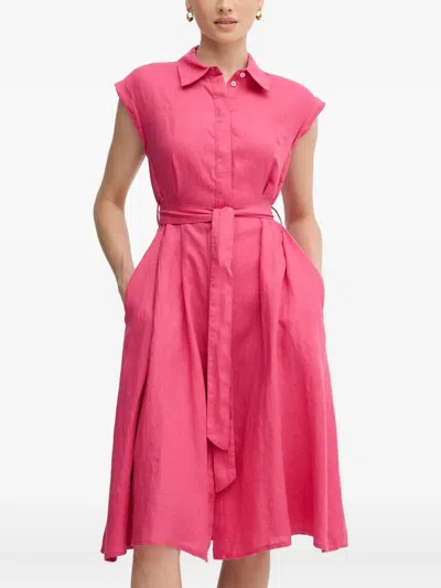 Benetton Belted Midi Dress In Pink