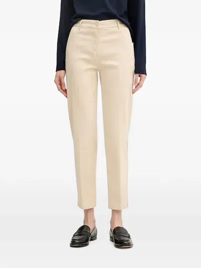 Benetton Belt-loops Cropped Trousers In Neutral
