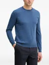 Benetton 골지 크루 넥 스웨트셔츠 In Blue