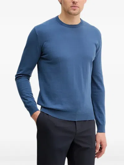 Benetton 골지 크루 넥 스웨트셔츠 In Blue