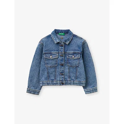 Benetton Kids' Chest-pocket Denim Jacket 18 Months - 5 Year In Blue