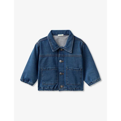 Benetton Babies'  Blue Denim Fleece-lined Patch-pocket Stretch Cotton-blend Jacket 1-18 Months