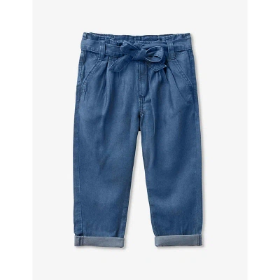 Benetton Babies'  Blue Denim Paperbag-waist Straight-leg Woven Trousers 18 Months - 6 Years