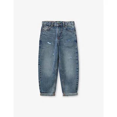 Benetton Kids' Distressed Balloon-leg Denim Jeans 6 In Blue