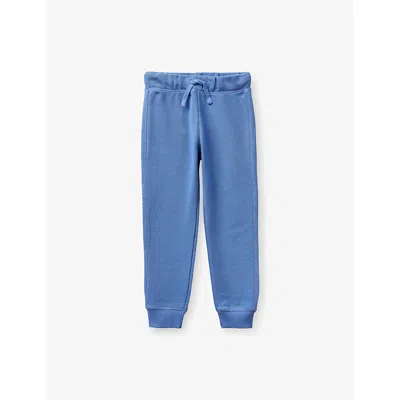 Benetton Kids' Drawstring-waist Cotton-jersey Jogging Bottoms 6-13 In Blue