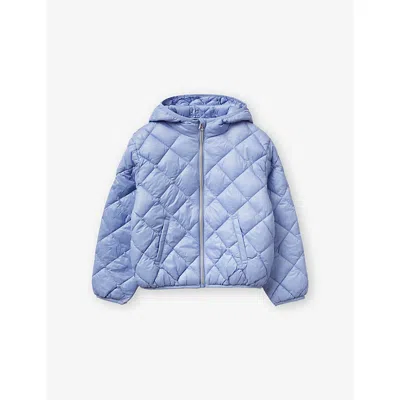 Benetton Kids' Hooded Shell Puffer Jacket 6-13 In Blue