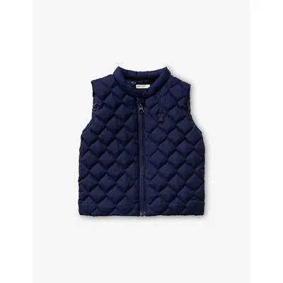 Benetton Babies' Quilted Bunny-embroidered Shell Gilet 0-18 In Blue