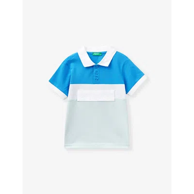 Benetton Babies' Logo-embroidered Short-sleeve Cotton Polo 18 Months-6 Years In Blue Shades