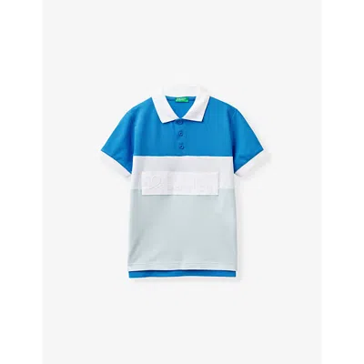 Benetton Babies' Logo-embroidered Short-sleeve Cotton Polo 6-14 Years In Blue Shades