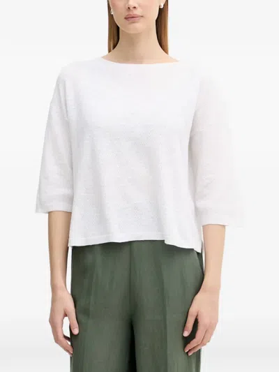 Benetton Boat-neck Dropped-shoulder Sweater In White