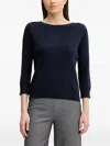Benetton Boat-neck Pullover In Blue