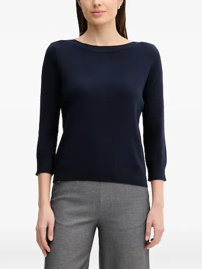 Benetton Boat-neck Pullover In Blue