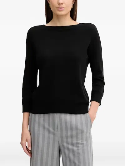 Benetton Boat-neck Sweater In Black