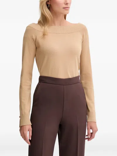 Benetton Boat-neck Sweater In Neutral