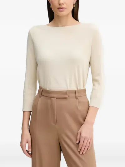 Benetton Boat-neck Sweater In Neutral