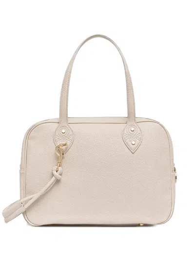 Benetton Bowling Grained-effect Tote Bag In Neutral