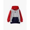 Benetton Kids' Colour-block Branded-print Cotton-jersey Hoody 6-14 Years In Grey/navy Block