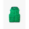 Benetton Boys Intense Green Kids Logo-patch Quilted Shell Gilet 18 Months-6 Years