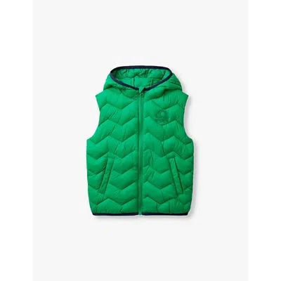 Benetton Boys Intense Green Kids Logo-patch Quilted Shell Gilet 18 Months-6 Years In Intense Green
