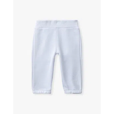 Benetton Boys Light Blue Powder Kids Animal-face Regular-fit Organic-cotton Jogging Bottoms 0-18 Mon