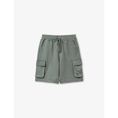 Benetton Boys Military Green Kids Patch-pocket Relaxed-fit Cotton-jersey Shorts 6-14 Years