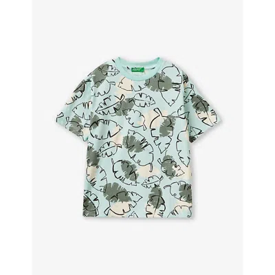 Benetton Boys Multicoloured Kids Tropical-print Short-sleeve Cotton-jersey T-shirt 6-14 Years