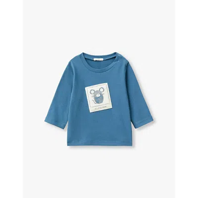 Benetton Boys Night Blue Kids Patch-print Long-sleeve Cotton T-shirt 1-18 Months 6-9