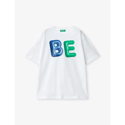 Benetton Boys White Kids Graphic-print Short-sleeve Cotton-jersey T-shirt 6-14 Years