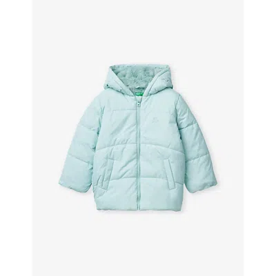 Benetton Kids' Brand-embroidery Padded Shell Jacket 3-6 Y In Teal Green