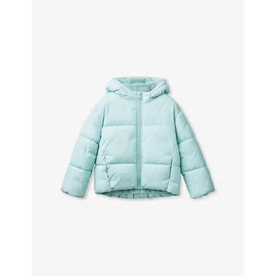 Benetton Kids' Brand-embroidery Padded Shell Jacket 6-14 Y In Teal Green