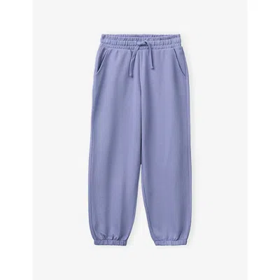 Benetton Kids' Branded Drawstring-waist Cotton Jogging Bottoms 6-13 Years Blu In Blue