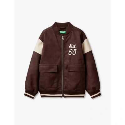 Benetton Babies'  Brown Vintage Branded Faux-leather Bomber Jacket