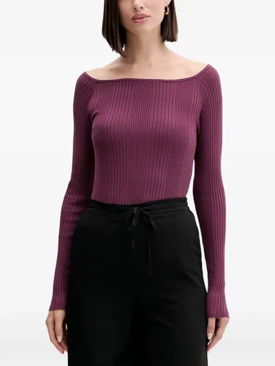 Benetton 골지 긴소매 스웨터 In Burgundy