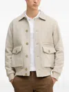 Benetton Button Flap-pocket Jacket In Neutral