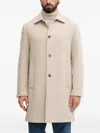 Benetton Button Herringbone Coat In Neutral