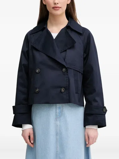 Benetton Button Lapel Jacket In Blue