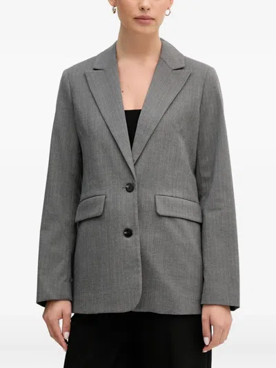 Benetton Button Pinstripe Blazer Jacket In Gray